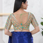 Joban Fashion Pista-Green Shift Elbow Sleeveless Back Open Blouse - Swadesiicart