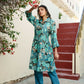 Vaasva Women Teal Muslin Tucks Kurta & Pant Set | Swadesiicart