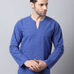 Even Apparels Blue Pure Cotton Round Neck Slit Men's Kurta | Swadesiicart
