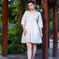 Aayaa Designer Multi Thread Hand Work Khadi Cotton One Piece Dress - Off White