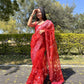 Vamsee Naina Red Organza Saree - Swadesiicart