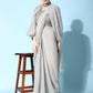 Grey Fancy Pure Fabric Plain Ready to wear Saree with stitched Blouse - Vrinda | Swadesiicart