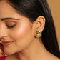 Nuyug 22K Gold-Plated Faux Emerald Stones Studded Circular Floral Shaped Motif Studs | Swadesiicart