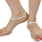 AanyaCentric Gold-Polished Mangalsutra Pendant Earring Set & Silver Plated Anklet