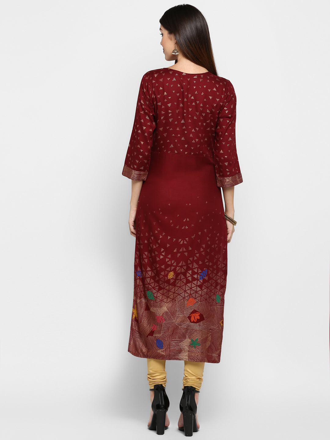 NOZ2TOZ Women's Maroon Printed Kurta- (1pc set) - Swadesiicart
