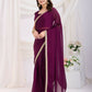 Purple Rangoli Silk Solid, Lace Border Ready To Wear Saree - Kashvi | Swadesiicart