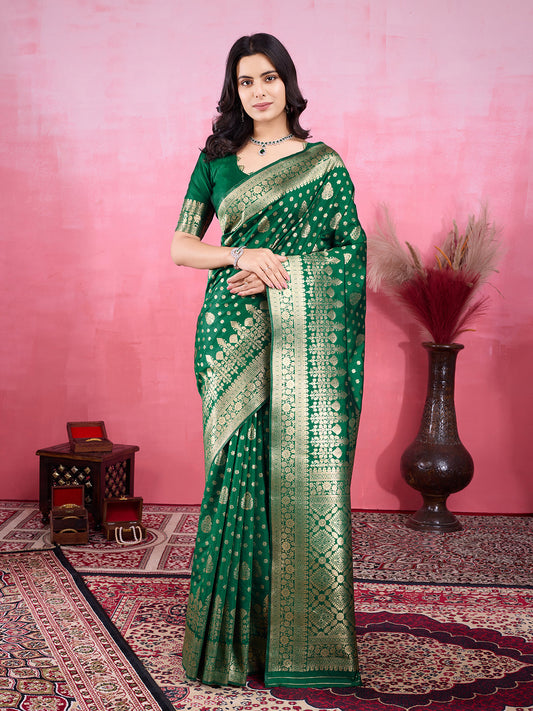 Vedant Vastram Banarasi Silk Fashion Saree - Green | Swadesiicart