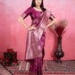 Vedant Vastram Banarasi Silk Fashion Saree - Wine | Swadesiicart