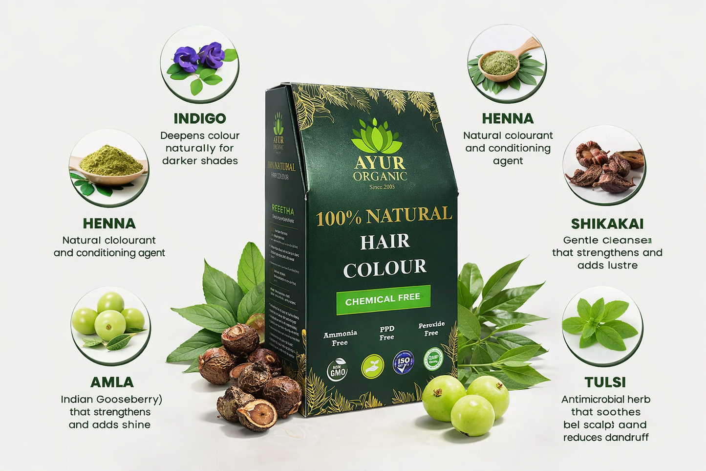 Natural Henna Hair Colour | Dark Brown