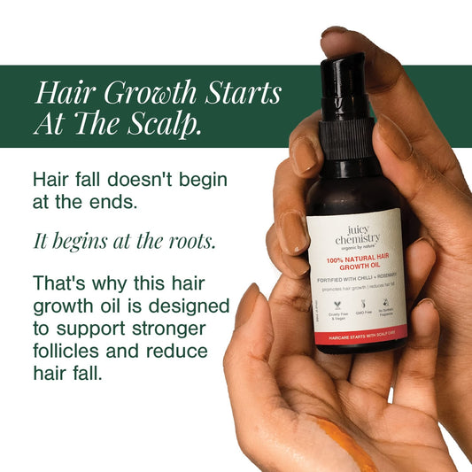 100% Natural Hair Growth Oil with Chilli + Rosemary
