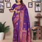 Joban Fashion Banarasi Purple Woven Soft Silk Saree | Swadesiicart