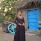 Lorenvalley Chocolate Rayon Fabric With Real Mirror Work Gown | Swadesiicart