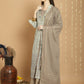 Jyoti Fashion Women's Green Chanderi Silk Elegant Jardoshi Semi Kurta with Trouser & Dupatta | Swadesiicart