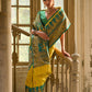 Vishnu Weaves Women's Yellow Banarasi Silk Kalamkari Zari Woven Saree with Blouse - Swadesiicart
