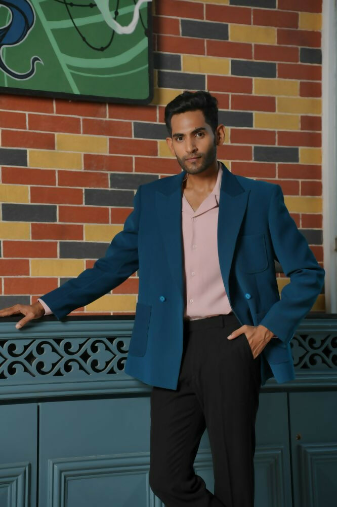Teal Blue Smart-Casual Co-Ord Set by Hilo Design - Swadesiicart