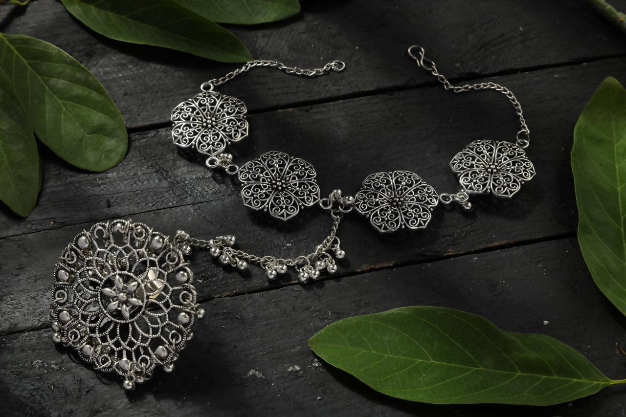 Mominos Fashion Oxidised Silver Plated Trendy Bracelet - Mominos Fashion