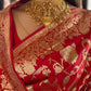 Vamika Weaving Banarasi Jacquard Red Kanjivaram Saree | Swadesiicart