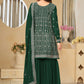 Faux Georgette Green Embroidered Gharara Style Suit - Emponline | Swadesiicart