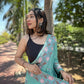 Vamsee Chinon Panchi Sea Green Shimmer Saree - Swadesiicart