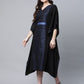 Ahalyaa Women Black Crepe Glitter Printed Kaftan Kurta | Swadesiicart
