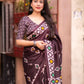 Maroon Silk Blend Ethnic Motifs Saree with Unstitched Blouse - Hiral Fashion | Swadesiicart