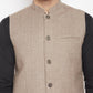 Even Apparels Beige Wool Men Woven Nehru Jacket | Swadesiicart