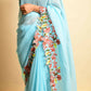 Vamsee Sky Blue Georgette Designer Saree - Swadesiicart