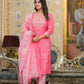 Partywear Designer Pink Cotton Stitched Suit With Dupatta - Tanisha | Swadesiicart