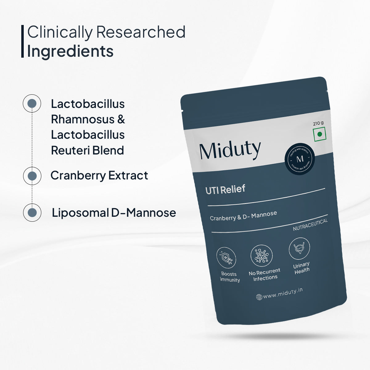 Miduty by Palak Notes UTI Relief with D-Mannose And Cranberry-Vanilla Flavor | Swadesiicart