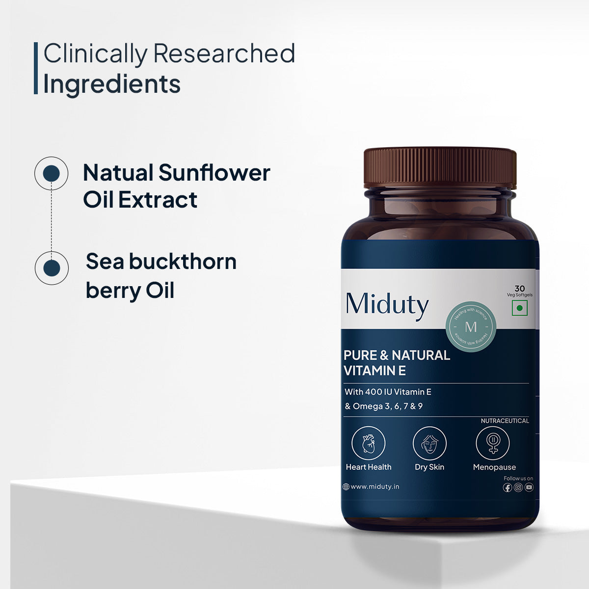 Miduty by Palak Notes Pure & Natural Vitamin E Sea Buckthorn Berry Softgels - Swadesiicart