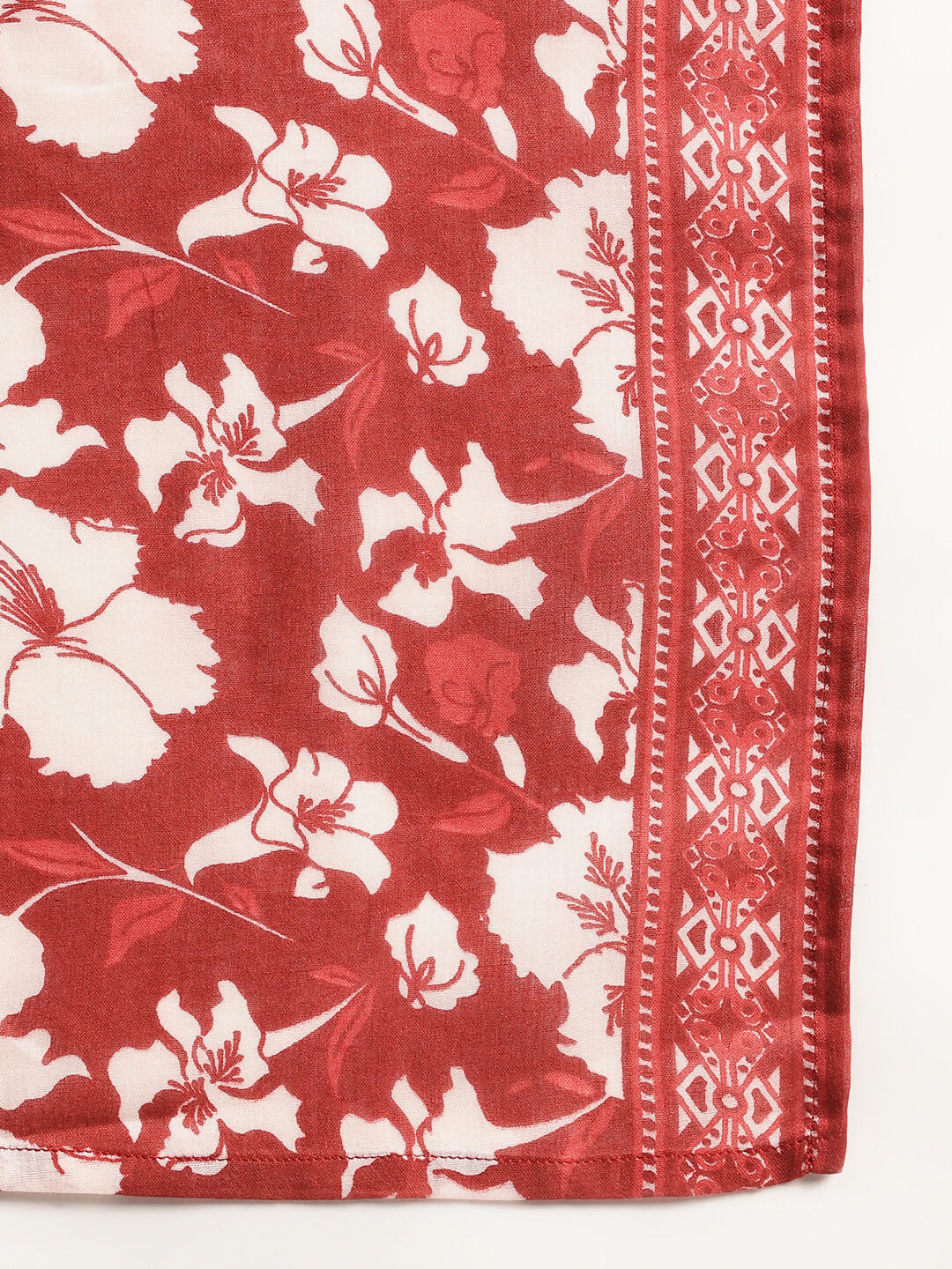 Aavyora Women Maroon Floral Printed Kurta with Printed Pants & Dupatta Set - Swadesiicart
