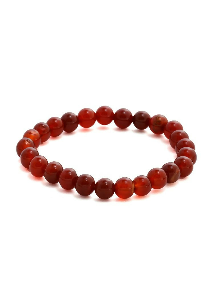 Red Carnelian Onyx Crystal Beads Bracelet - Ruby Raang | Swadesiicart