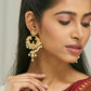 Nuyug 22K Gold-Plated Kundan and Pearl Earrings with Floral Stud and Intricate Crescent Design Chandbalis | Swadesiicart