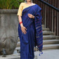 Beatitude Blue Khadi Ghicha Stripes Saree