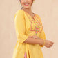 Juniper Women Yellow Cotton Dobby Embroidered A-Line Tunic | Swadesiicart