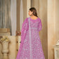 Jyoti Fashion Women's Purple Net Embroidered Anarkali Kurta Pant Set With Dupatta | Swadesiicart