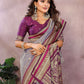Aastha Fashion Grey Kalamkari Silk Weaving Saree