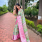 Vamsee Bhavi Pink Tussar Dola Satin Silk Saree - Swadesiicart