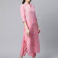 Ahalyaa Women Light Pink Colour Pure Cotton Printed Kurta Pant Set With Dupatta | Swadesiicart