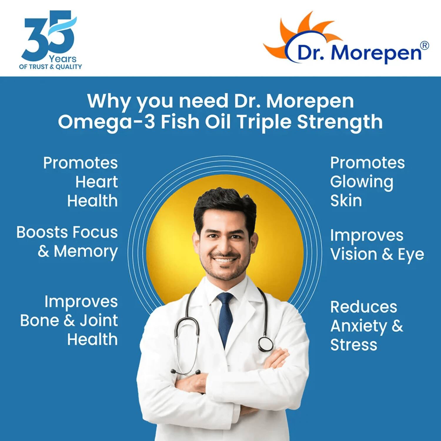Dr. Morepen COD Liver Oil Softgels and Omega 3 Deep Sea Fish Oil Softgels Combo - Swadesiicart