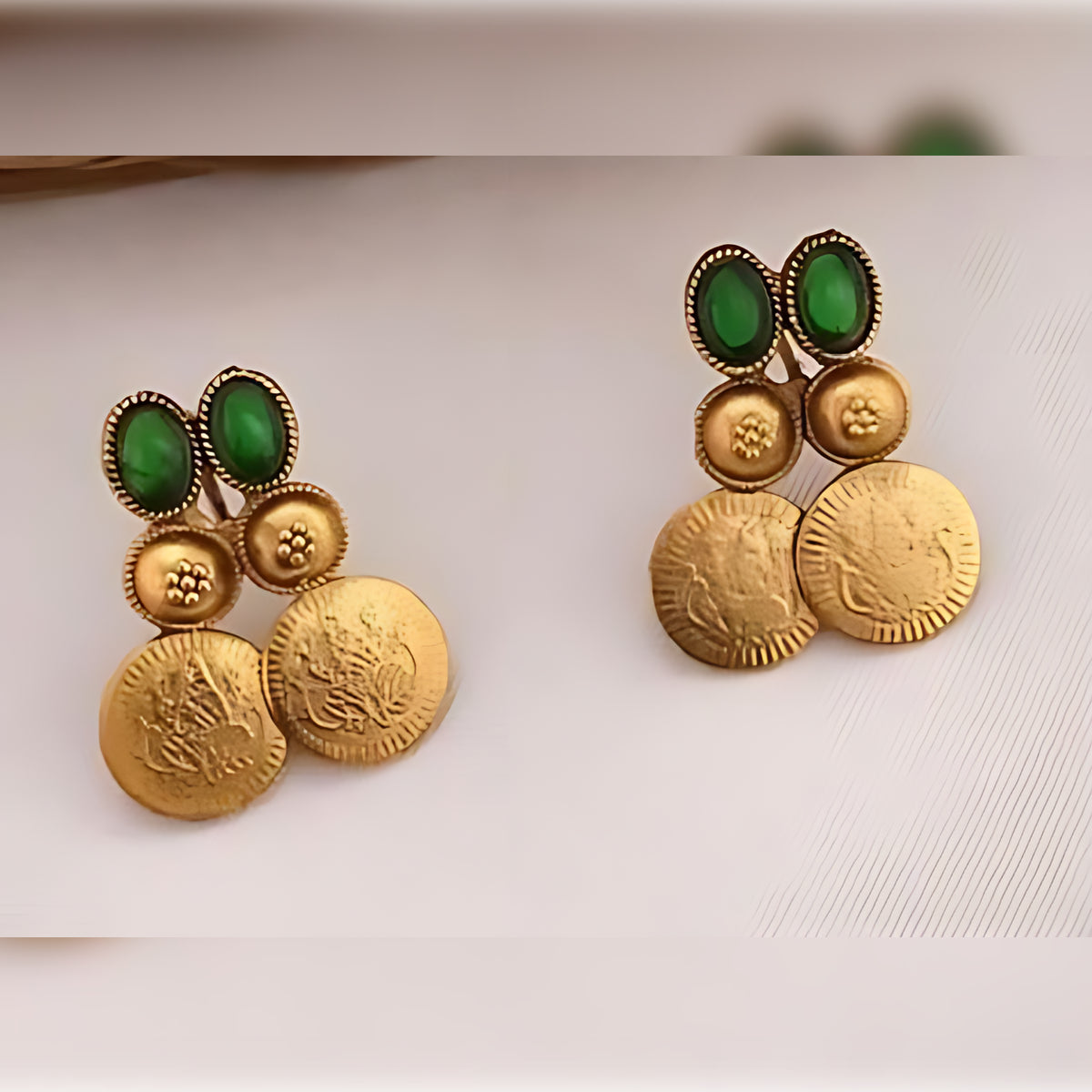 Jewel City Gold-Tone Coin Necklace Set with Emerald and Ruby Gemstones | Swadesiicart