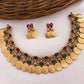 Jewel City Gold-Tone Coin Necklace Set with Emerald and Ruby Gemstones | Swadesiicart