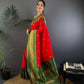 Joban Fashion Banarasi Red Woven Soft Silk Saree | Swadesiicart