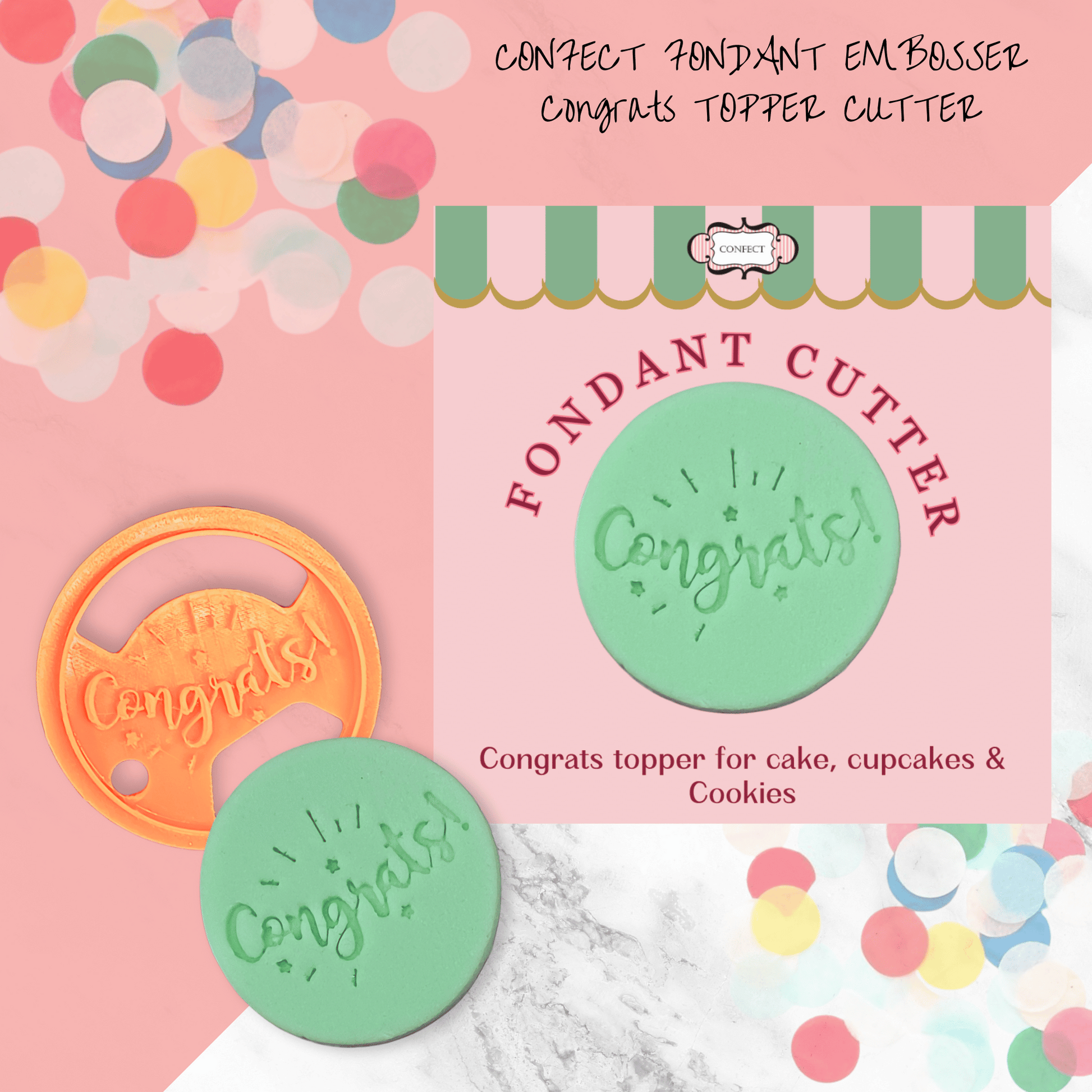 Confect Celebration Stencils Toppers Cutters (Congrats)