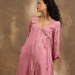 trueBrowns Light Mauve Bandhani Printed Silk Angrakha Kurta Pant Set | Swadesiicart