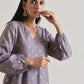 trueBrowns Plum Grey Foil Short Co-Ord Set - Swadesiicart