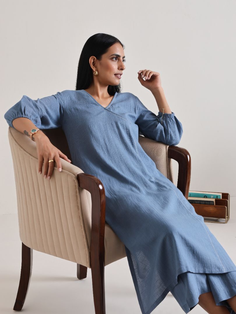 trueBrowns Light Blue Kurta Pant Set | Swadesiicart