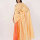 Exclusive Collection Beautiful Khadi Cotton Cream Light Orange Light Yellow Handloom Saree - Swadesiicart