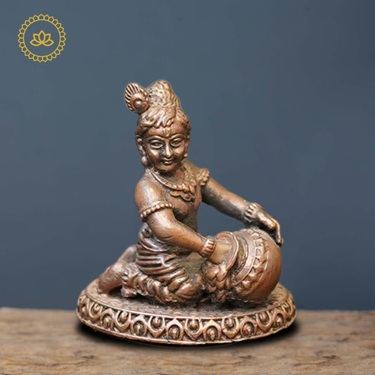 Copper Bene Krishna Idol - Divine India Art