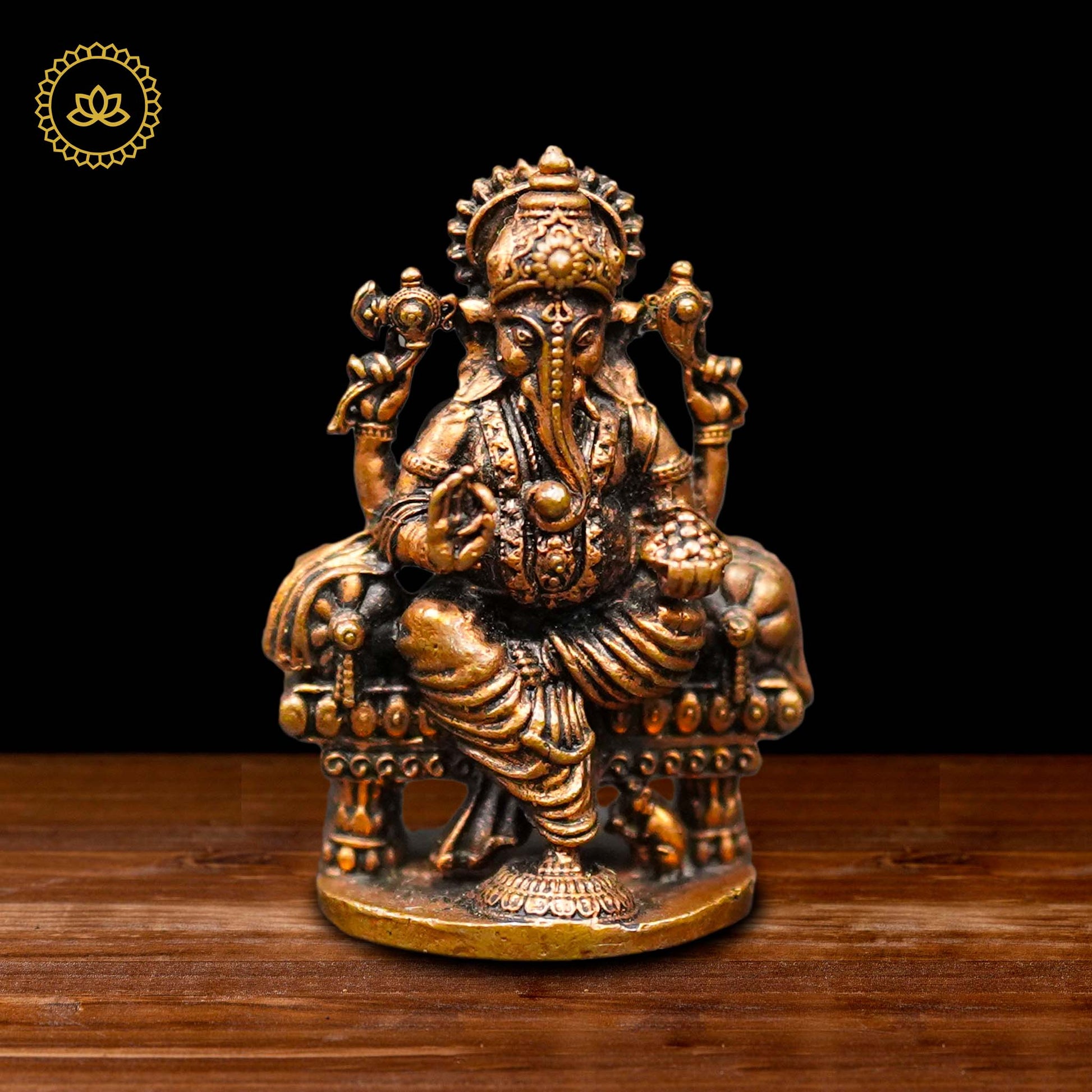 Copper Ganapathi Idol: Radiant Beauty for Devotees - Divine India Art
